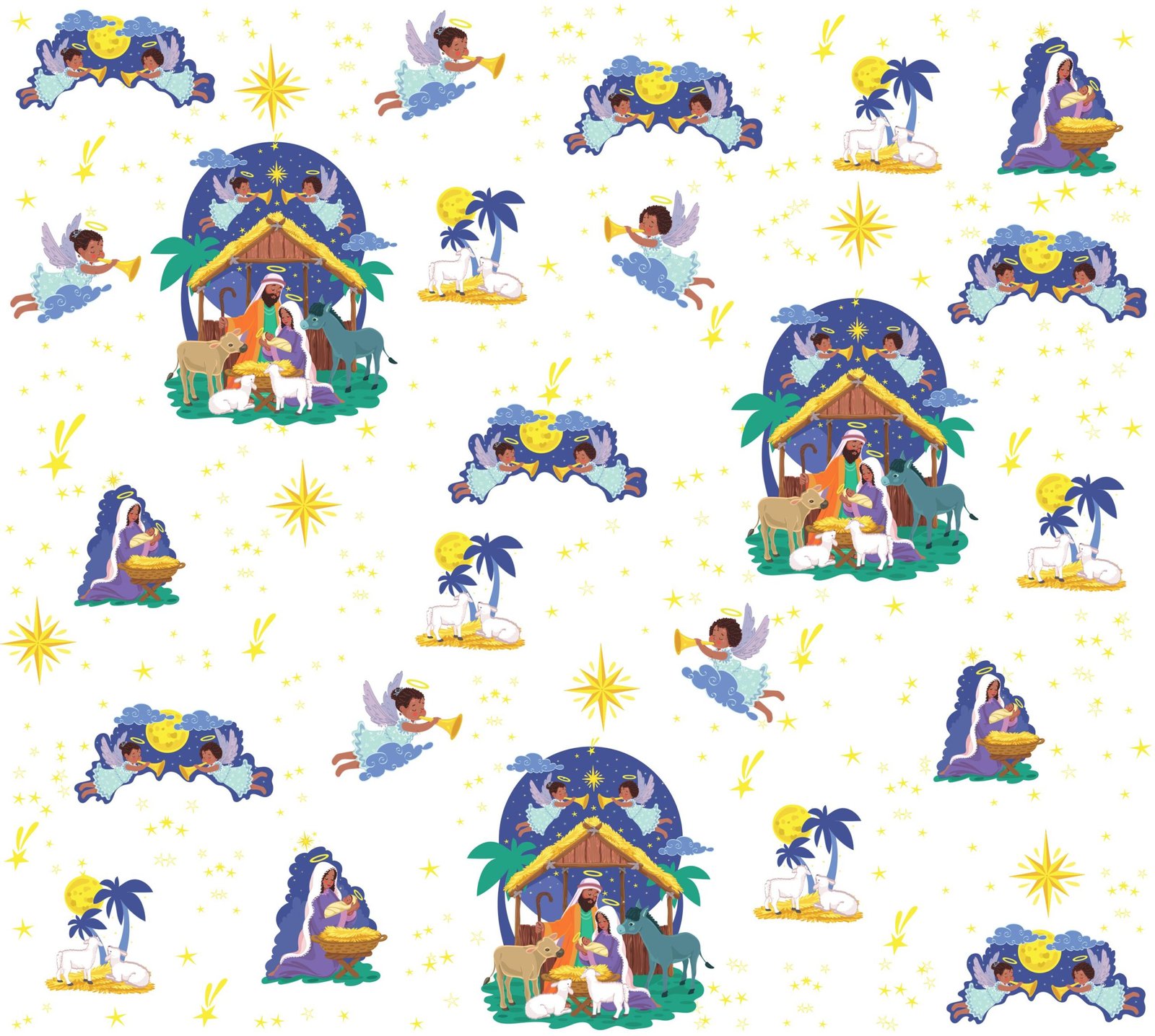 Chocolate Nativity Christmas Wrapping Paper